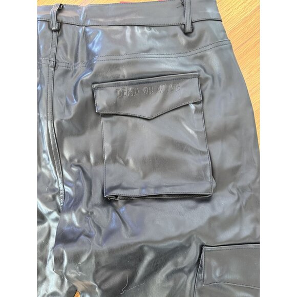 Guapi Mens Black Faux Leather Pants Size 28 Belted Ankle NWT Streetwear  [jb] - Picture 9 of 11
